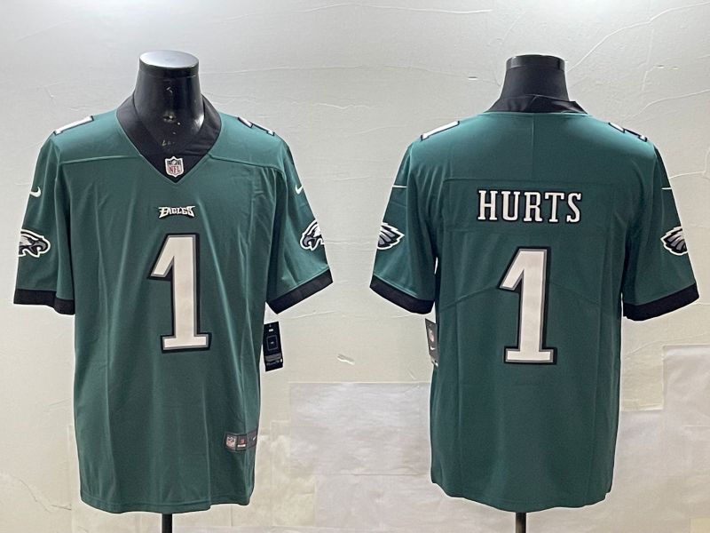 Men Philadelphia Eagles 1 Hurts Green 2025 Nike Vapor Limited NFL Jersey style 1